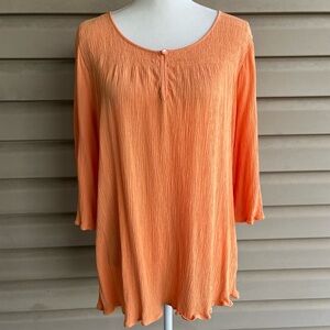•Signature Studio• Three Quarter Sleeve Crinkle Tunic Top - Size 2X